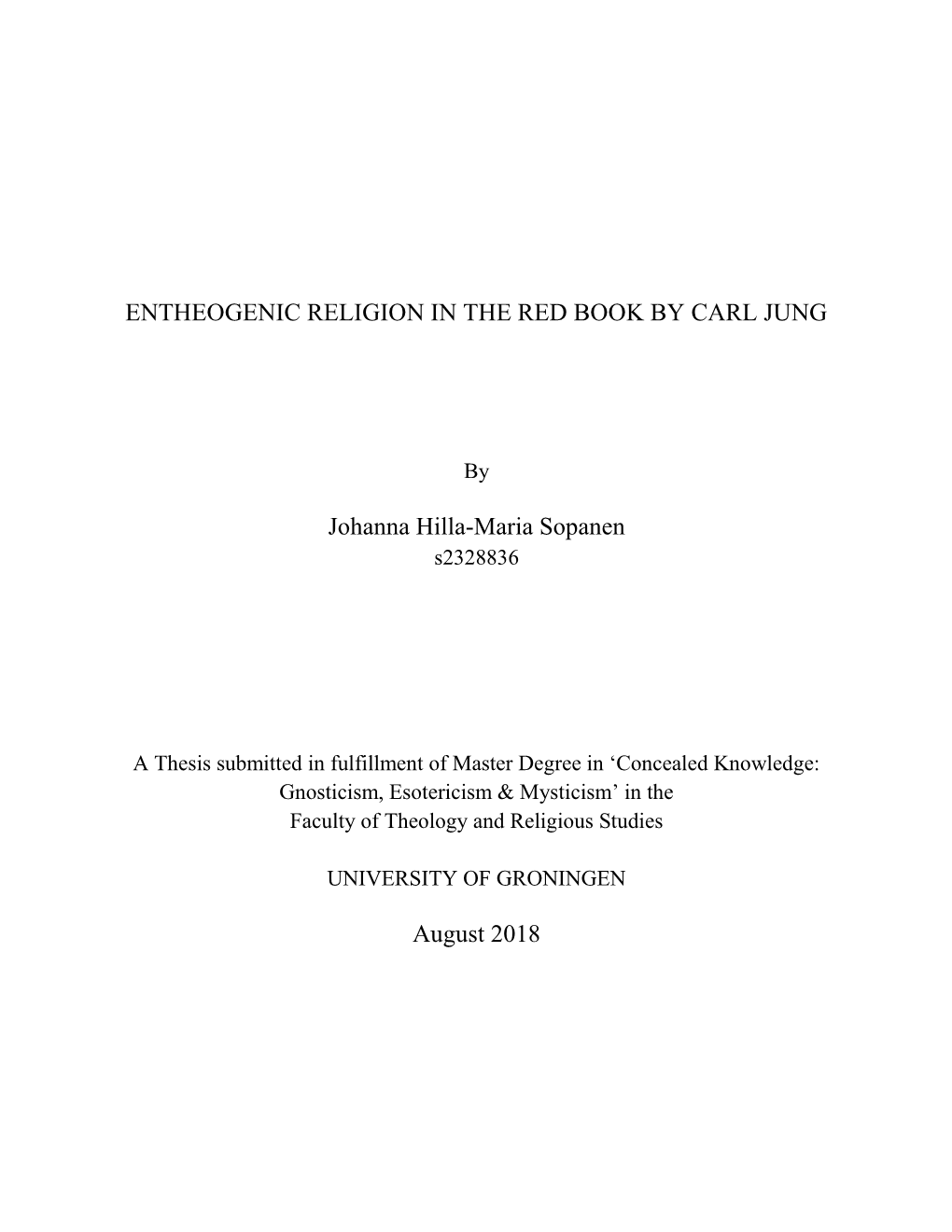 Entheogenic Religion in the Red Book by Carl Jung