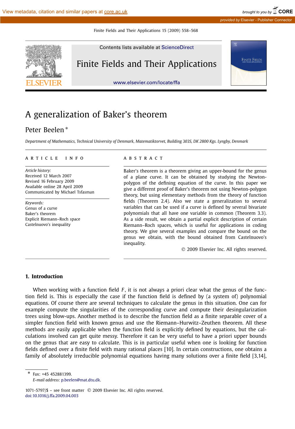 A Generalization of Baker's Theorem