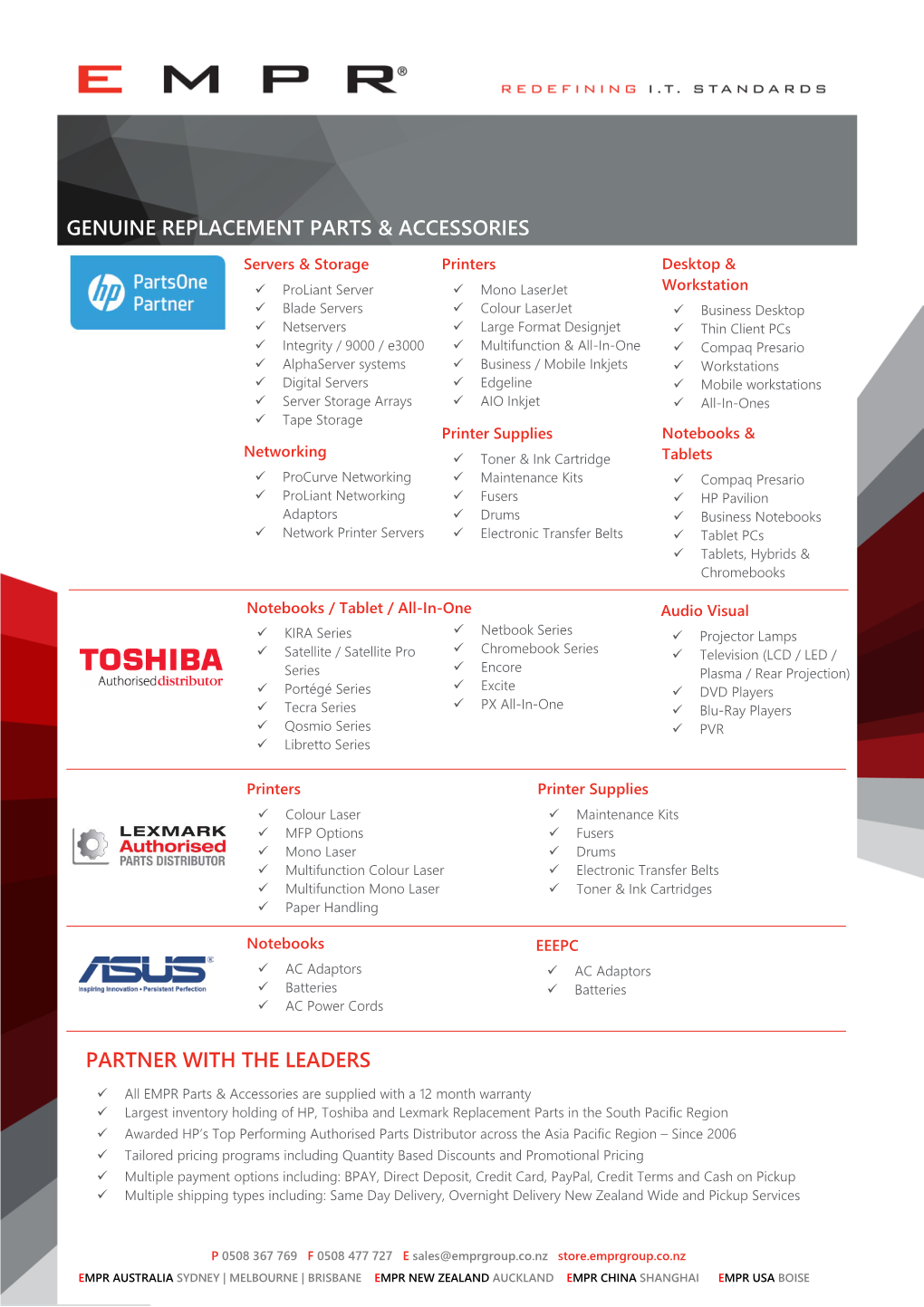 Partner with the Leaders Genuine Replacement Parts