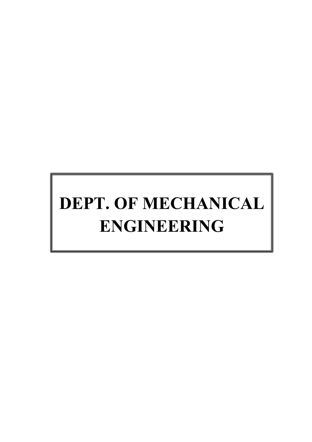 Dept. of Mechanical Engineering List of New Courses
