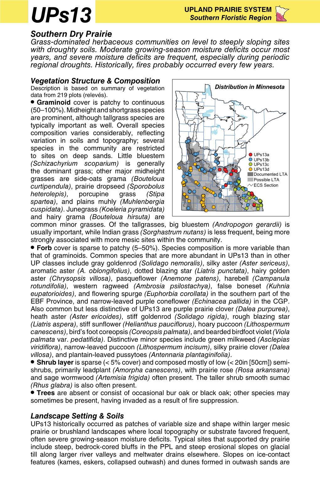 Ups13 Southern Dry Prairie Factsheet