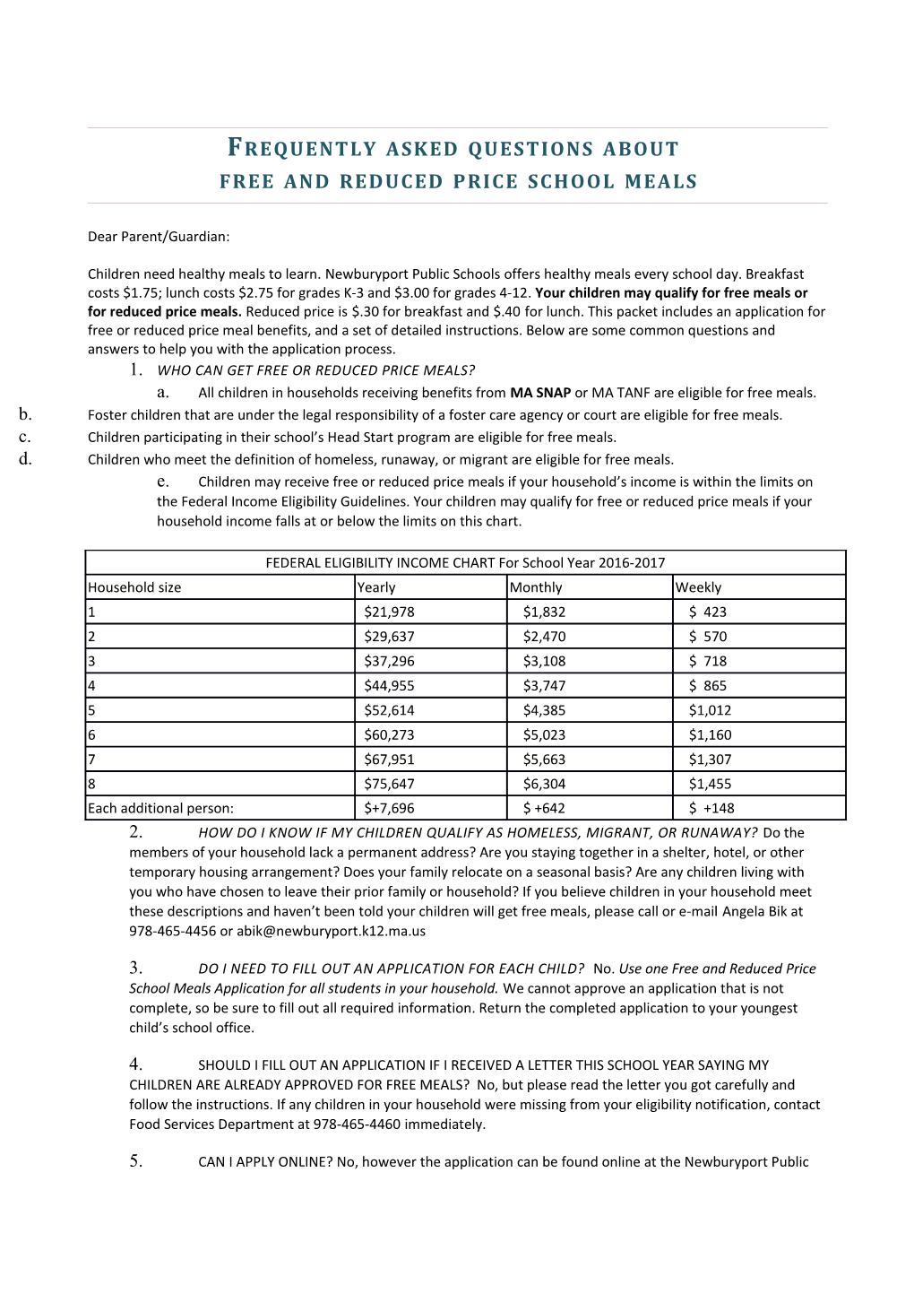 Massachusetts Free and Reduced Price School Meals