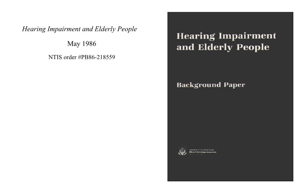 Hearing Impairment and Elderly People