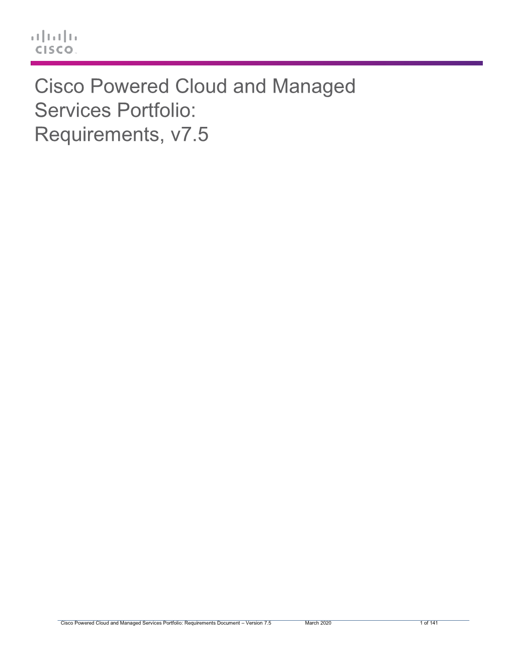 Cisco Powered Cloud and Managed Services Portfolio: Requirements, V7.5