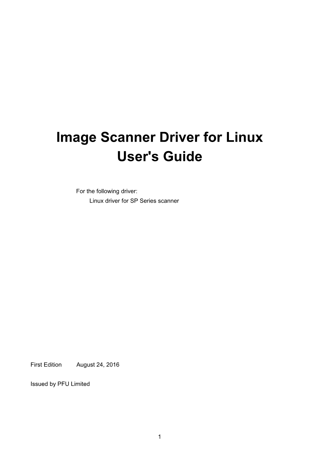 Image Scanner Driver for Linux User's Guide