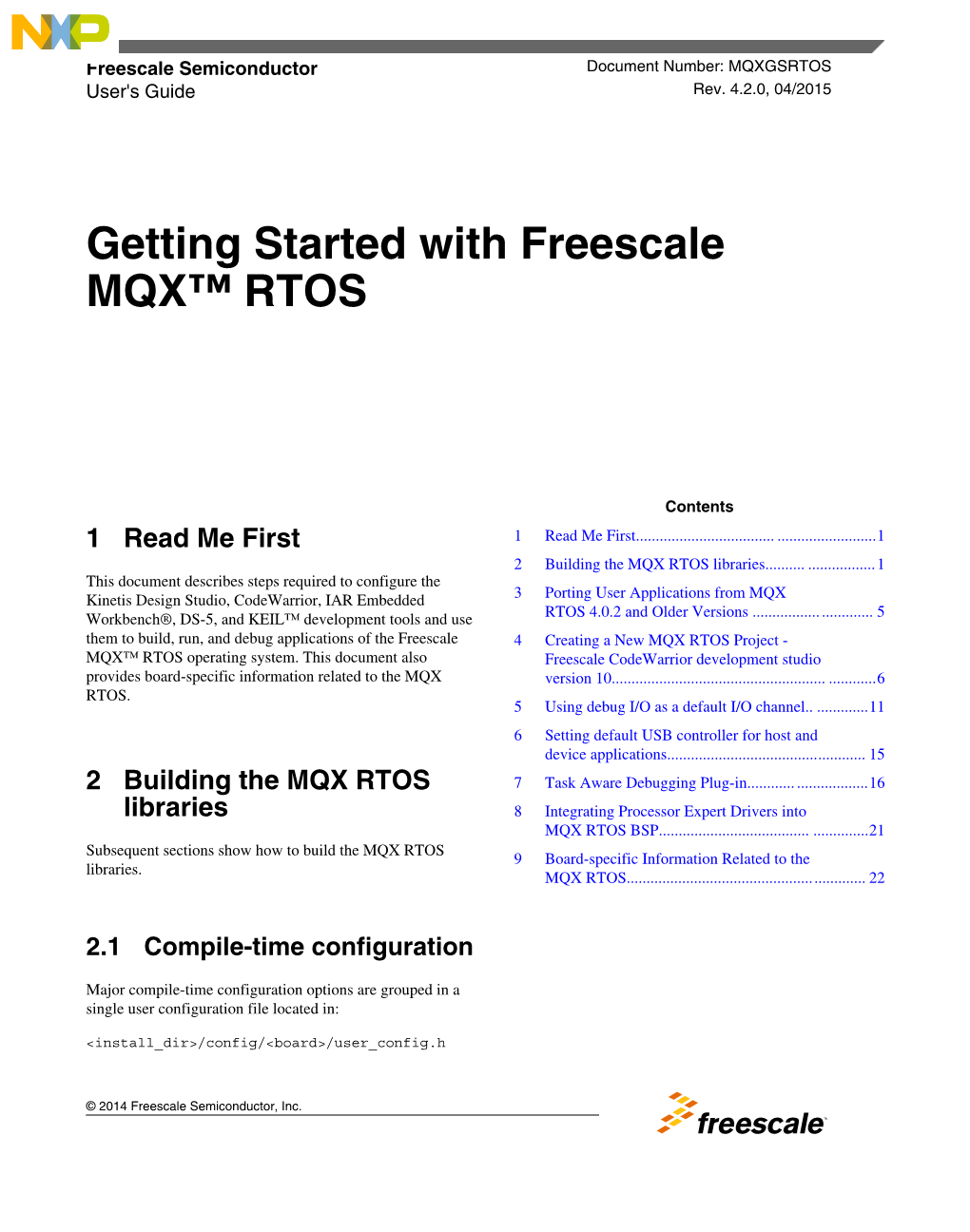 Getting Started with Freescale MQX RTOS