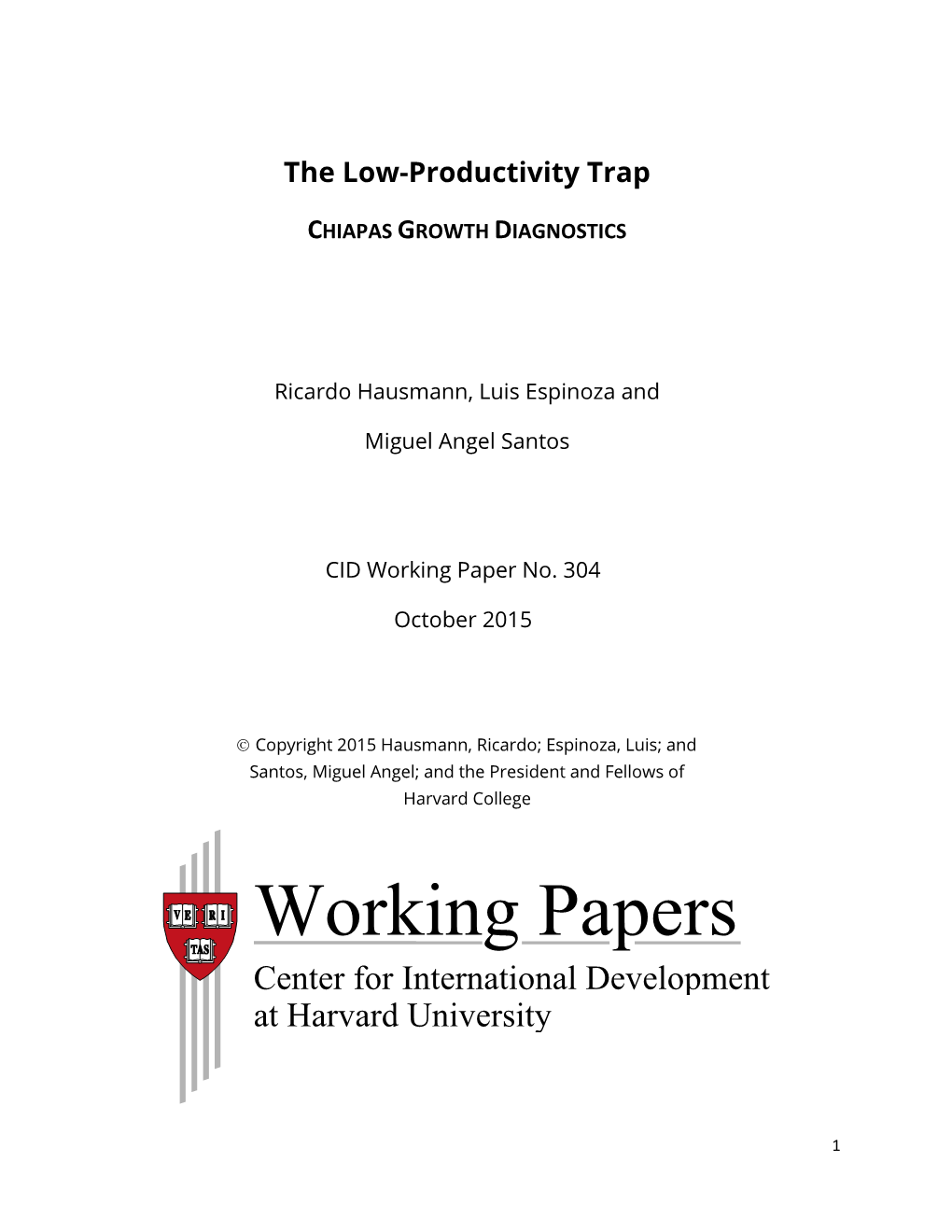 The Low Productivity Trap: Chiapas Growth Diagnostics
