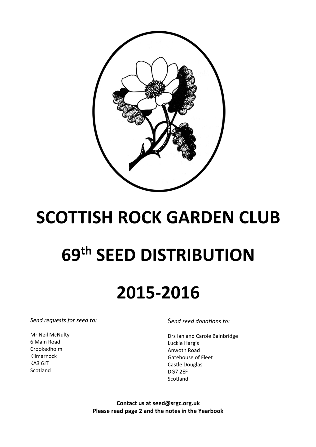 Scottish Rock Garden Club 69Th Seed Distribution 2015-16