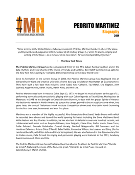 PEDRITO MARTINEZ Biography 2014
