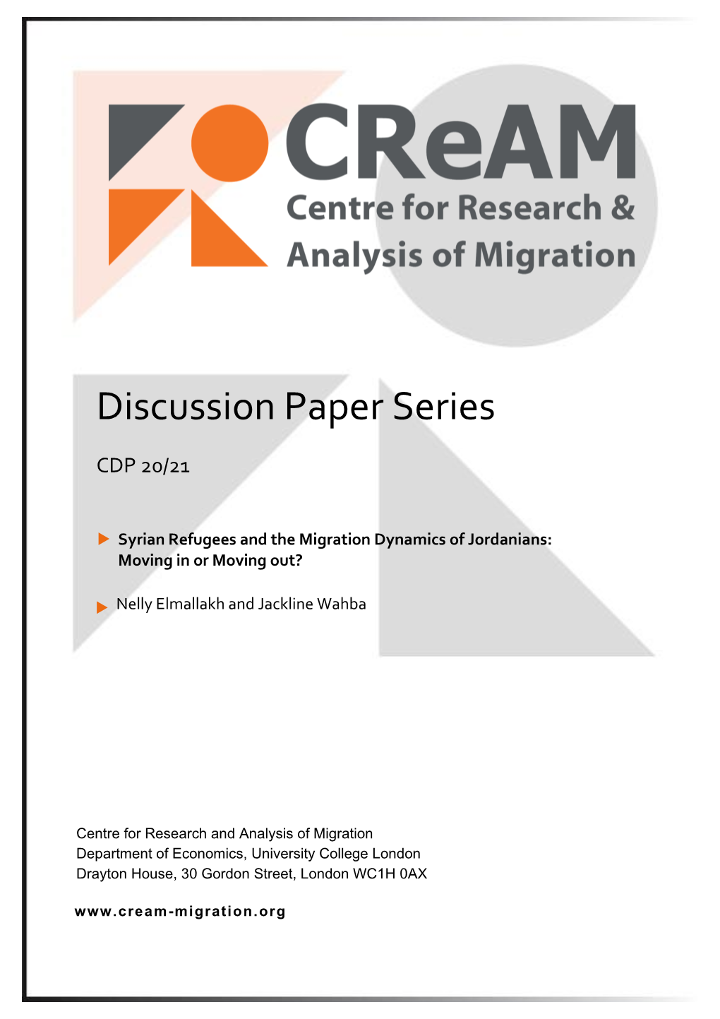 Syrian Refugees and the Migration Dynamics of Jordanians: Moving in Or Moving Out?