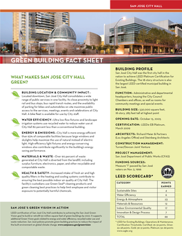 San José City Hall Green Building Fact Sheet