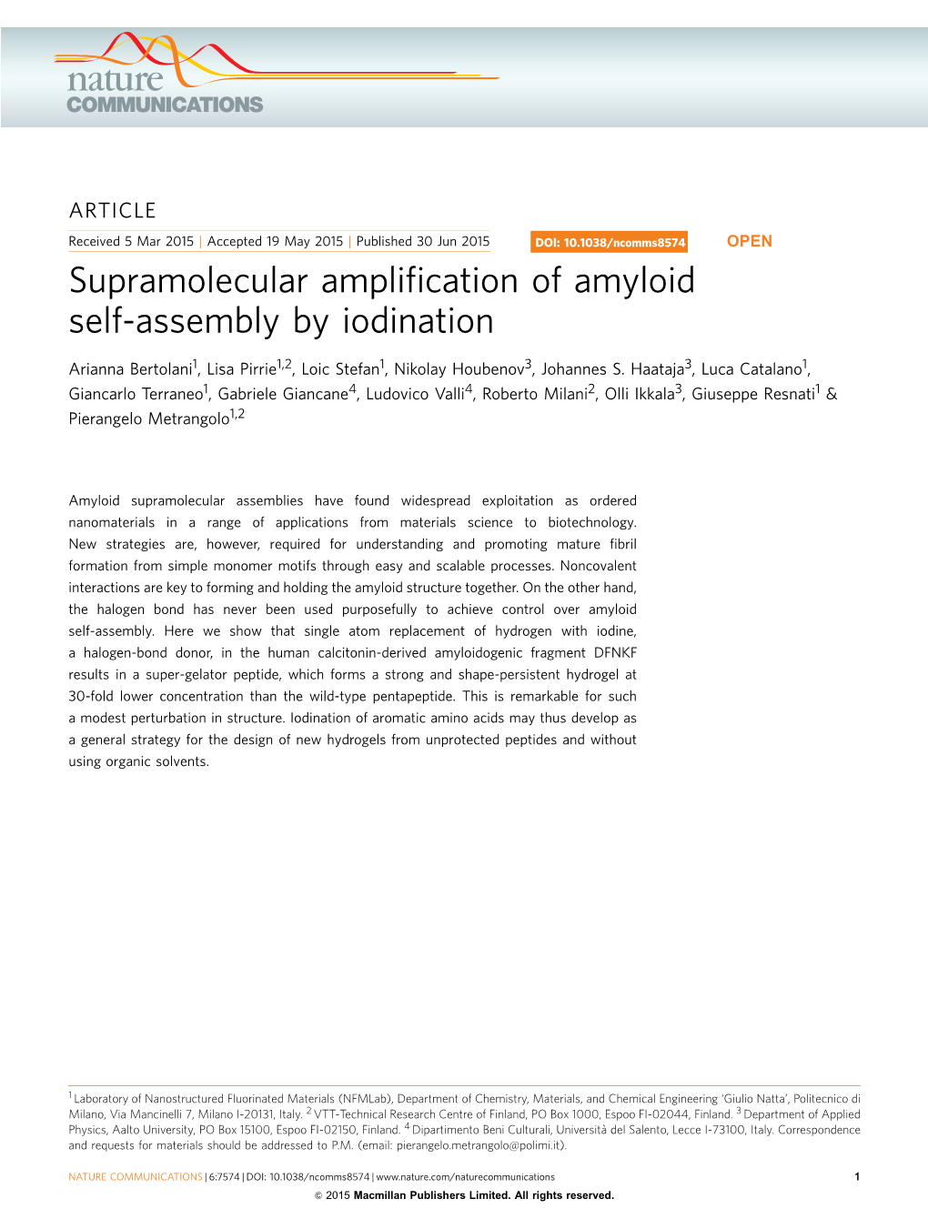 Supramolecular Amplification of Amyloid Self-Assembly by Iodination