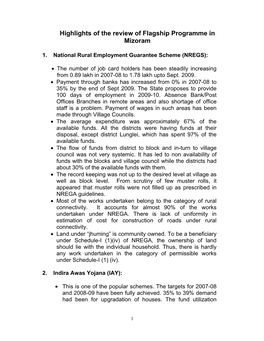 Highlights of the Review of Flagship Programme in Mizoram