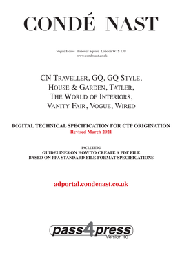 Condé Nast Technical Specifications