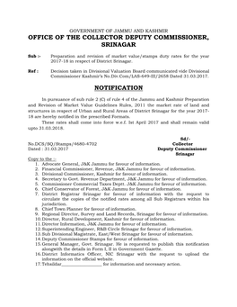 Office of the Collector Deputy Commissioner, Srinagar