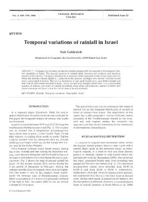 Temporal Variations of Rainfall in Israel