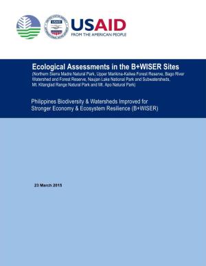 Ecological Assessments in the B+WISER Sites
