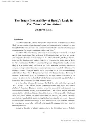 The Tragic Inexorability of Hardy's Logic in the Return of the Native