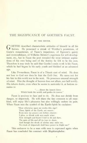The Significance of Goethe's Faust. (Illustrated.)