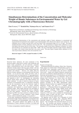 Simultaneous Determinations of the Concentration and Molecular Weight of Humic Substances in Environmental Water by Gel Chromatography with a Fluorescence Detector