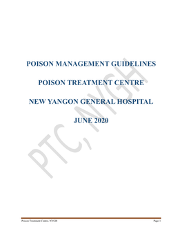 Poison Management Guidelines, Poison Treatment Centre at New