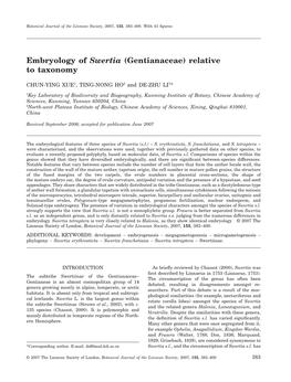 (Gentianaceae) Relative to Taxonomy