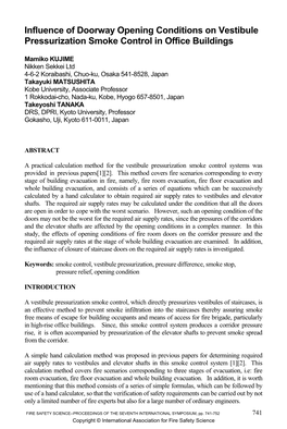 Influence of Doorway Opening Conditions on Vestibule Pressurization Smoke Control in Office Buildings