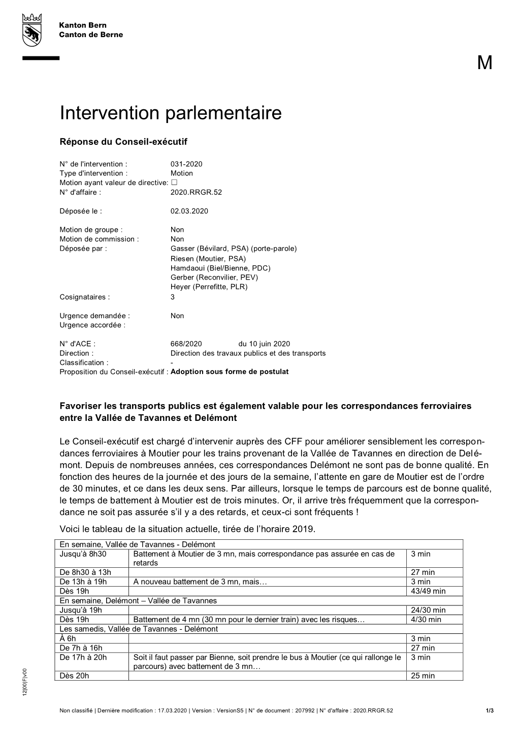 Intervention Parlementaire M