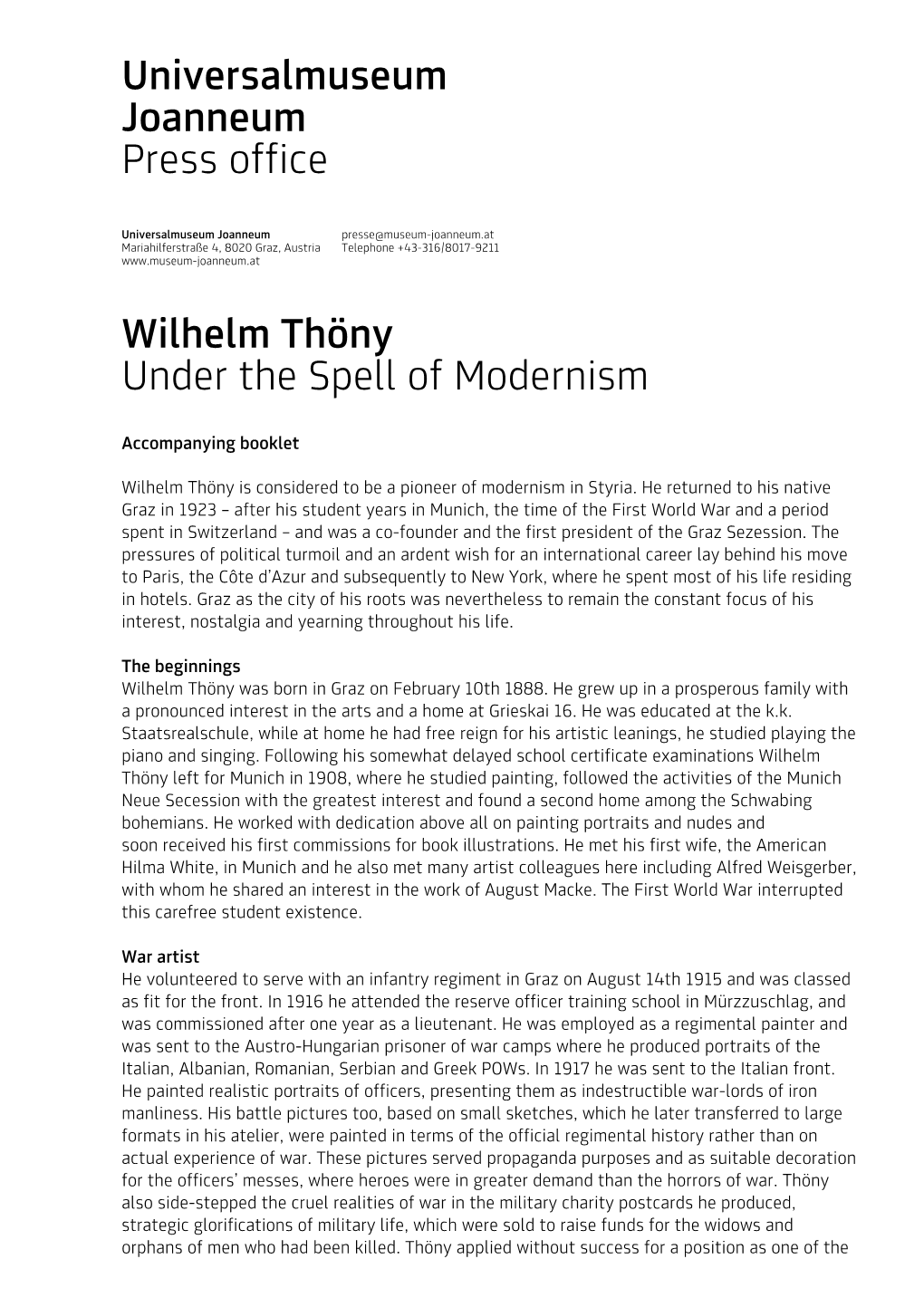 Wilhelm Thöny Under the Spell of Modernism