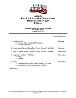Red Rock Corridor Commission Thursday June 30, 2011 4:00 P.M
