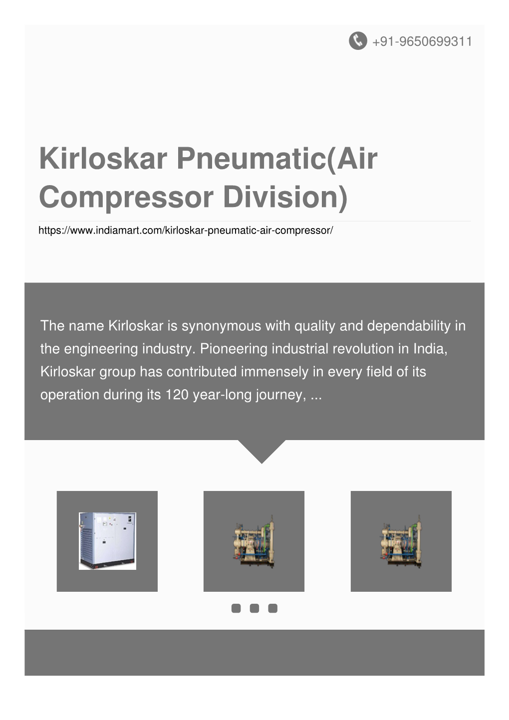 Kirloskar Pneumatic(Air Compressor Division)