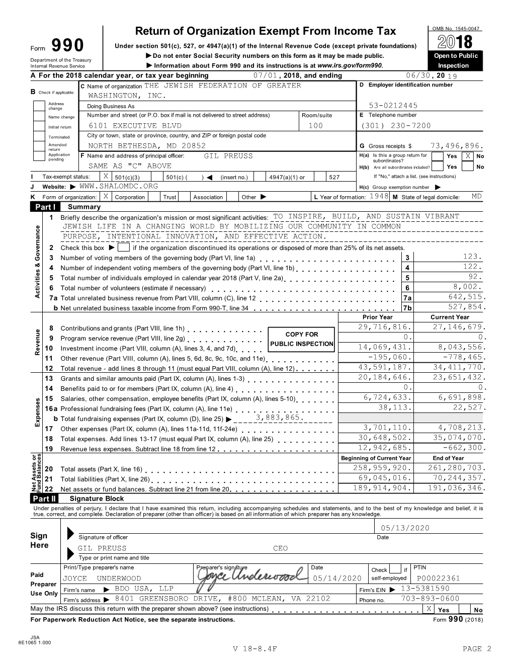 Business Taxable Income from Form 990-T, Line 34 7B 527,854