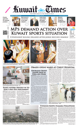 Mps Demand Action Over Kuwait Sports Situation
