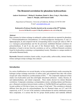 The Brønsted Correlation for Phenalene Hydrocarbons