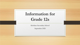 Information for Grade 12S