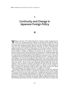 Continuity and Change in Japanese Foreign Policy