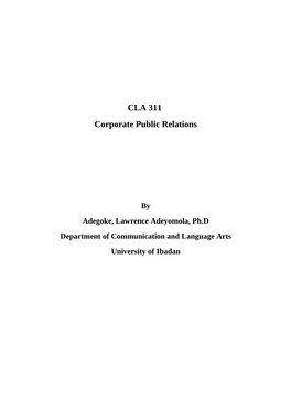CLA 311 Corporate Public Relations