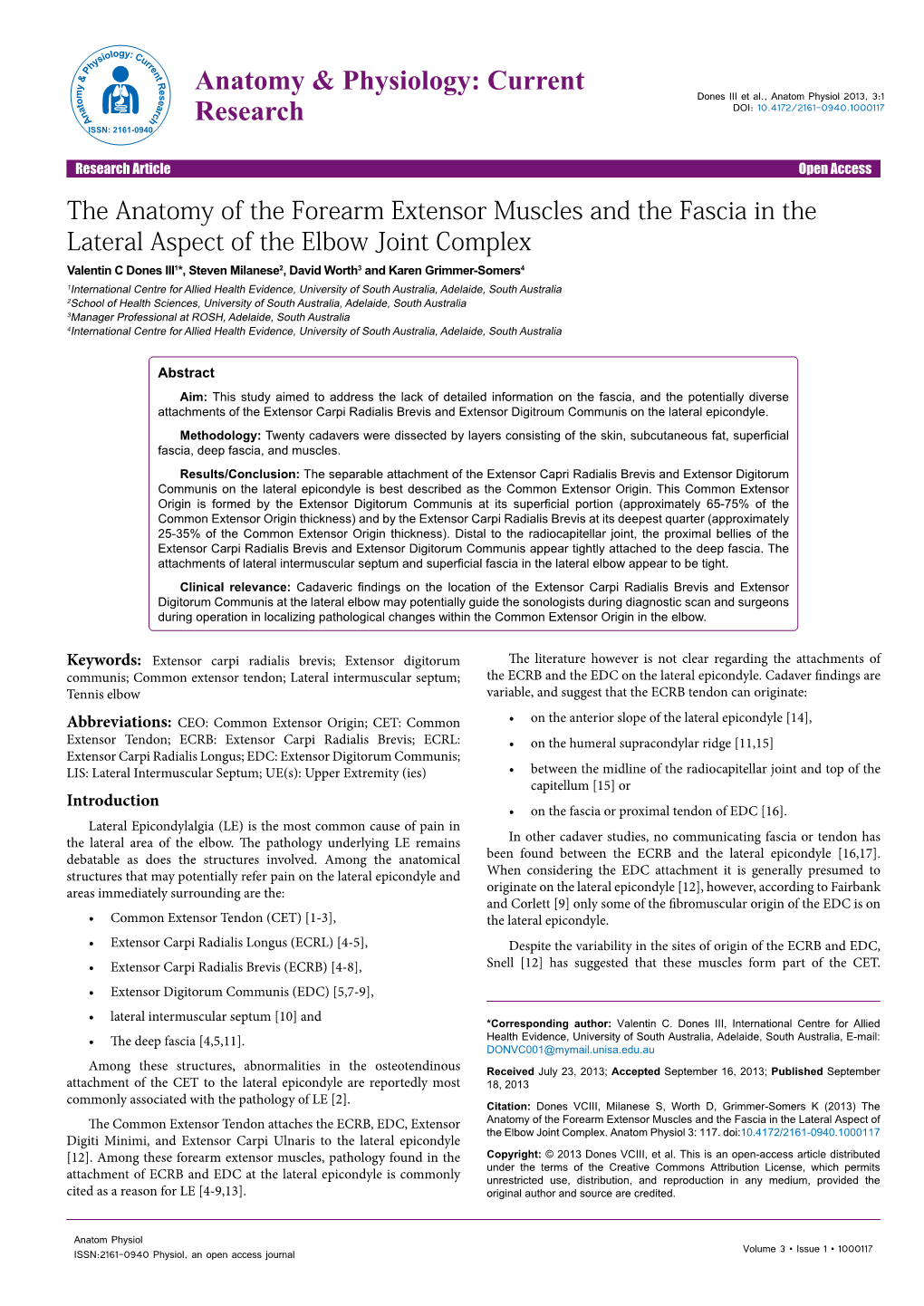 The Anatomy of the Forearm Extensor Muscles and the Fascia in The