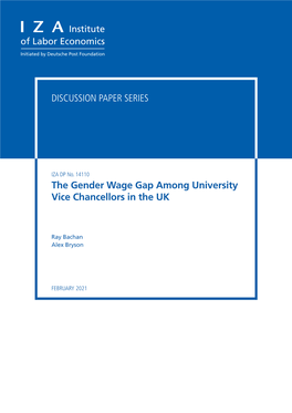 The Gender Wage Gap Among University Vice Chancellors in the UK