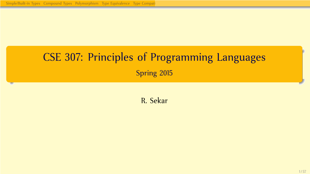CSE 307: Principles of Programming Languages Spring 2015