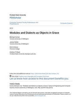 Modules and Dialects As Objects in Grace
