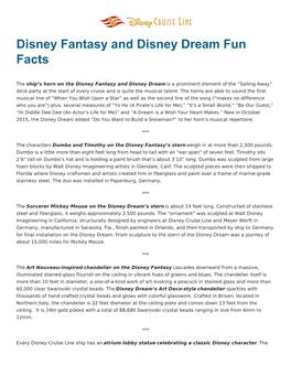 Disney Fantasy and Disney Dream Fun Facts