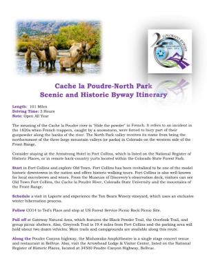 Cache La Poudre-North Park Scenic and Historic Byway Itinerary
