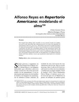 Alfonso Reyes En Repertorio Americano : Modelando El Alma150