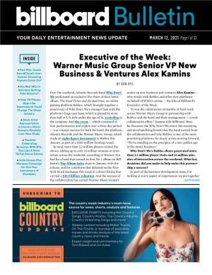 Warner Music Group Senior VP New Business & Ventures Alex Kamins