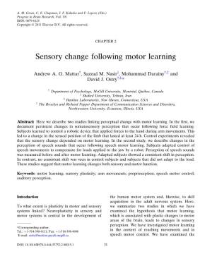 Sensory Change Following Motor Learning