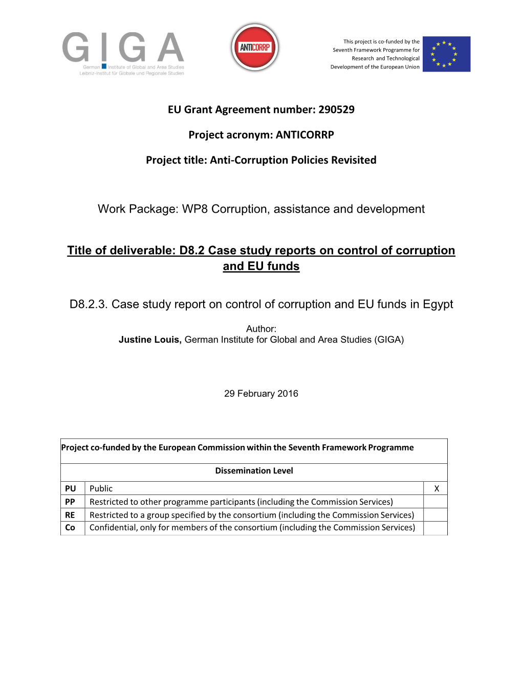 EU Grant Agreement Number: 290529 Project Acronym