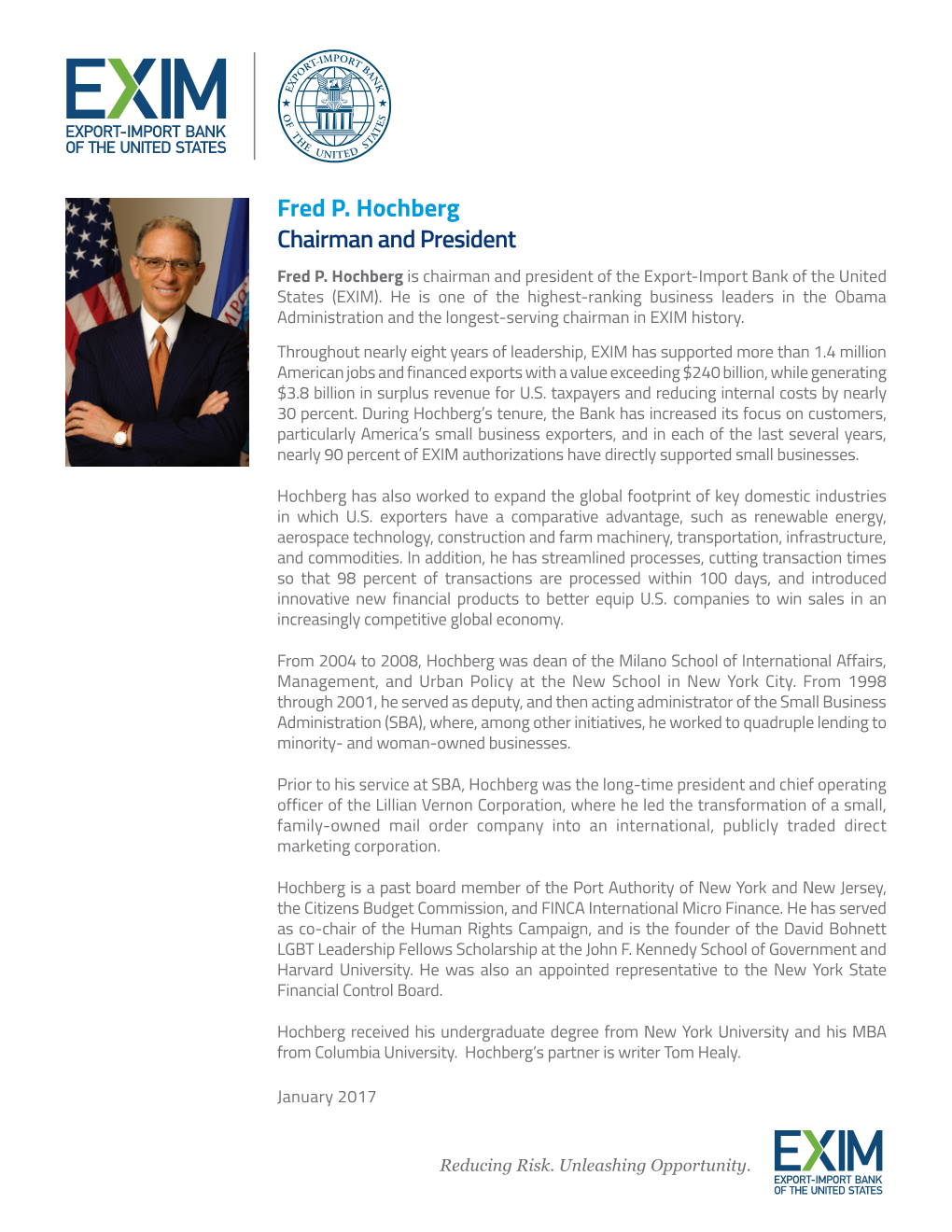 Fred P. Hochberg Chairman and President Fred P