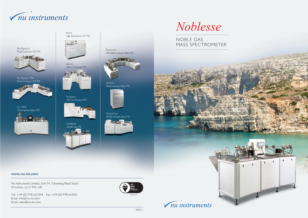 Noblesse High Resolution ICP-MS Noble Gas Mass Spectrometer Nu Plasma II Panorama Multi-Collector ICP-MS HR Stable Isotope Ratio MS