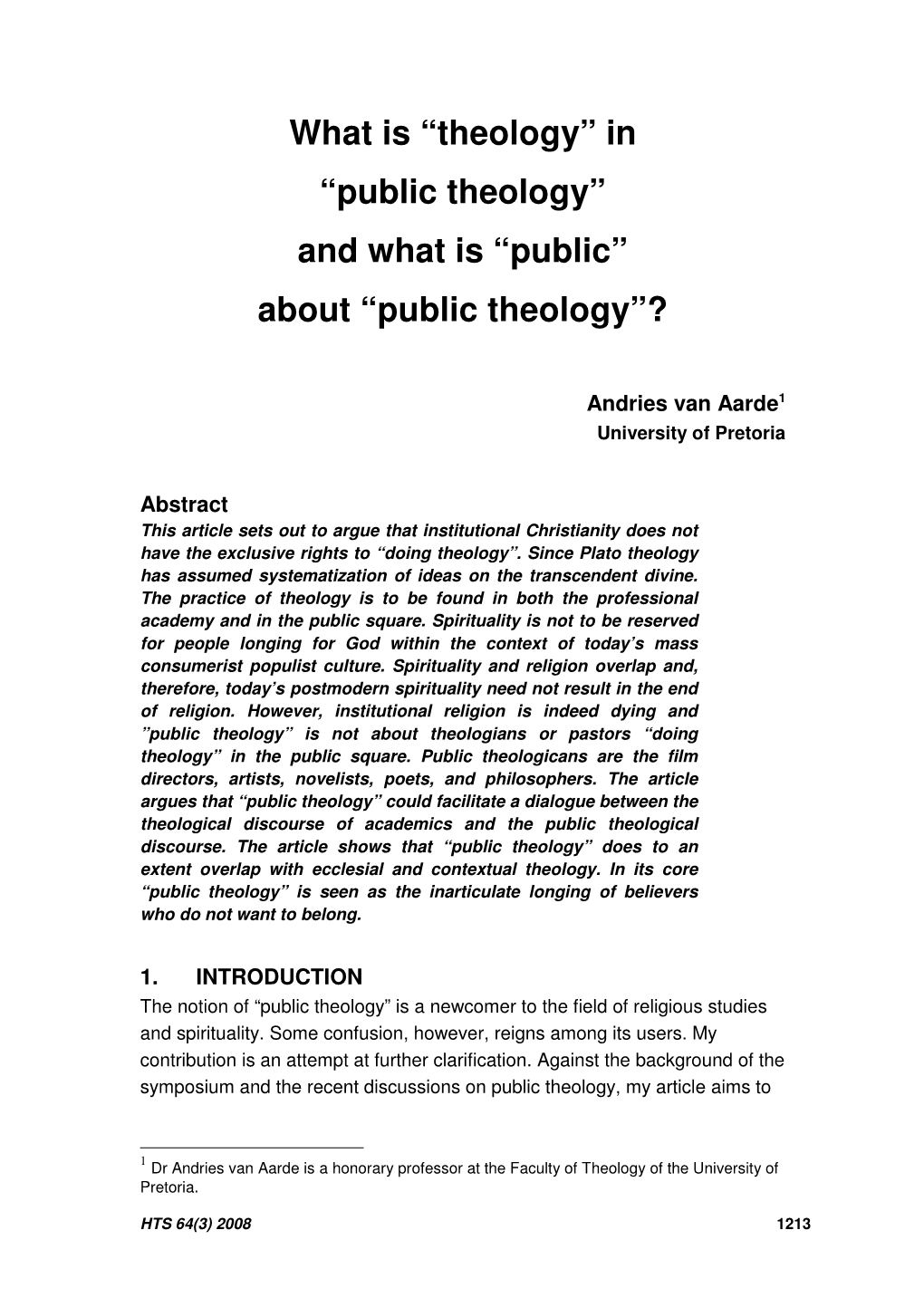 In “Public Theology” and What Is “Public” About “Public Theology”?